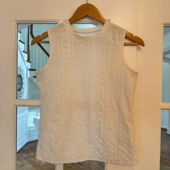 Women's Cupshe Eyelet White Tank Top, Size Small - Picture 2 of 4